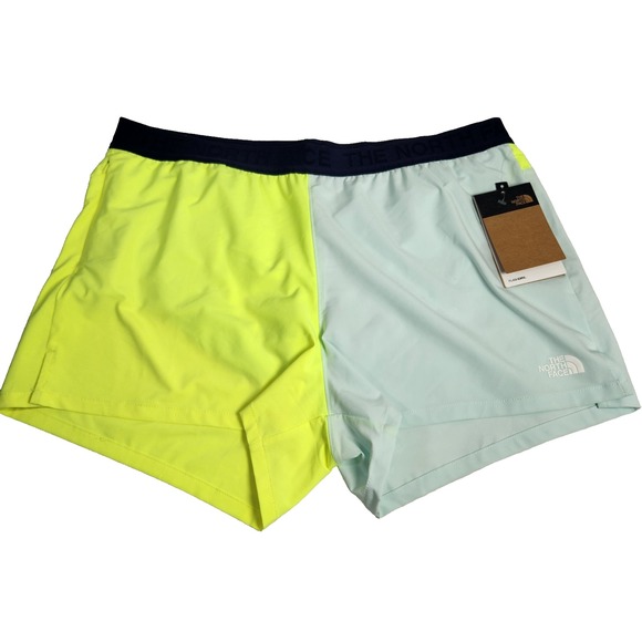 women's The NORTH FACE Wander SHORT FlashDry colorblock yellow/blue NEW size‎ XL - Picture 1 of 5